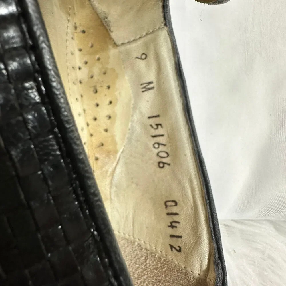 Neil Martin Black Woven Leather Tassel Loafers Mens 9 Kiltie Wingtip Brogue VTG